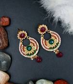  RubyGreeen Contemporary Brass and Crystal Drop Earrings for Women ER_1011_RG_50