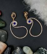  BLUE Contemporary Brass and Crystal Drop Earrings for Women ER_1074_BL_50
