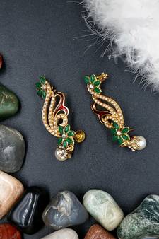  RubyGreeen  Brass and Crystal Drop Earrings for Women ER_2039_RG_50