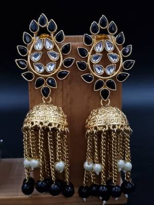 Black Color Gold Plated Crystal Earrings for  Women ER_2130_BK_160 1