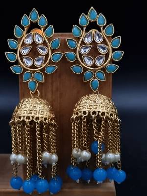 Firozi  Color Gold Plated Crystal Earrings for  Women ER_2130_F_160 1