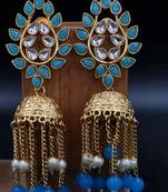 Firozi  Color Gold Plated Crystal Earrings for  Women ER_2130_F_160