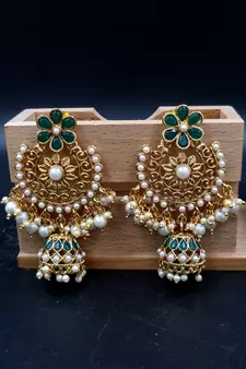AARNAA  Green Color Gold Plated Crystal Earrings for  Women ER_2145_G_160