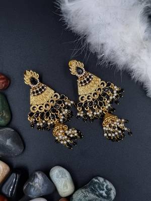 BLACK Color Gold Plated Crystal Earrings for  Women  ER_2147_BK_140 1
