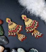 RUBY Color Gold Plated Crystal Earrings for  Women  ER_2147_R_140