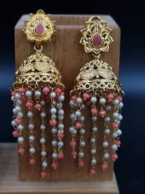 PEACH Color Gold Plated Crystal Earrings for  Women  ER_2163_PH_140 1