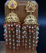 PEACH Color Gold Plated Crystal Earrings for  Women  ER_2163_PH_140