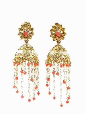PEACH Color Gold Plated Crystal Earrings for  Women  ER_2163_PH_140 2