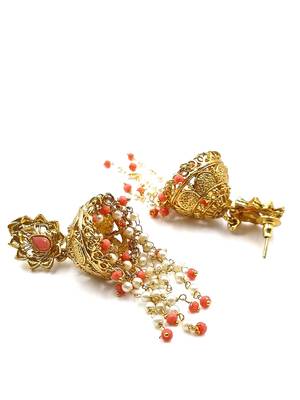 PEACH Color Gold Plated Crystal Earrings for  Women  ER_2163_PH_140 3
