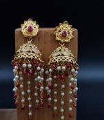 RUBY Color Gold Plated Crystal Earrings for  Women  ER_2163_R_140