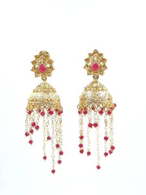 RUBY Color Gold Plated Crystal Earrings for  Women  ER_2163_R_140 2