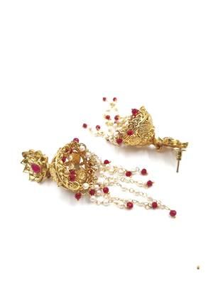 RUBY Color Gold Plated Crystal Earrings for  Women  ER_2163_R_140 3
