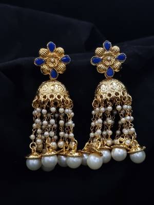 BLUE Color Gold Plated Crystal Earrings for  Women  ER_2167_BL_140 1