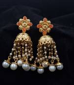 PEACH Color Gold Plated Crystal Earrings for  Women  ER_2167_PH_140