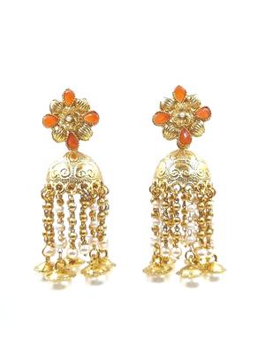 PEACH Color Gold Plated Crystal Earrings for  Women  ER_2167_PH_140 2