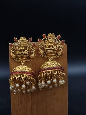 RUBY Color Gold Plated Crystal Earrings for  Women  ER_BRASS1_R_350 1