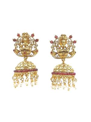 RUBY Color Gold Plated Crystal Earrings for  Women  ER_BRASS1_R_350 2