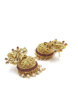 RUBY Color Gold Plated Crystal Earrings for  Women  ER_BRASS1_R_350 3