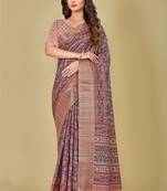 Light Coral Cotta Silk Floral Digital Printed Saree