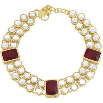 Traditional Bridal Anklets Payal Embellished with Green Stones & Faux Kundans for Women/Girls  3