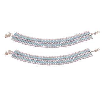 Traditional Alloy Kundan Pearl Payal Anklet for Women  2