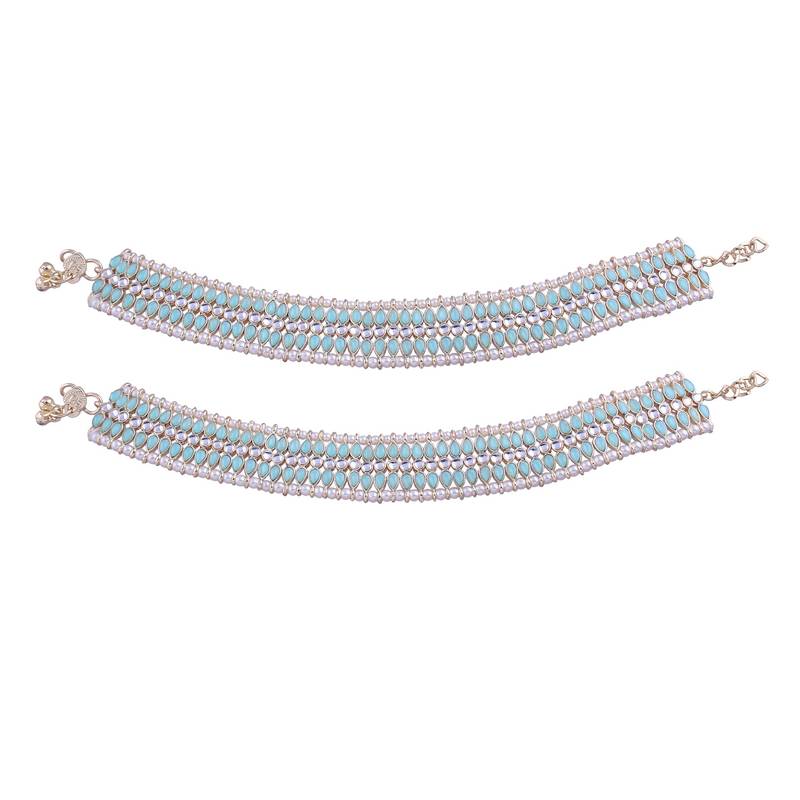Traditional Alloy Kundan Pearl Payal Anklet for Women 