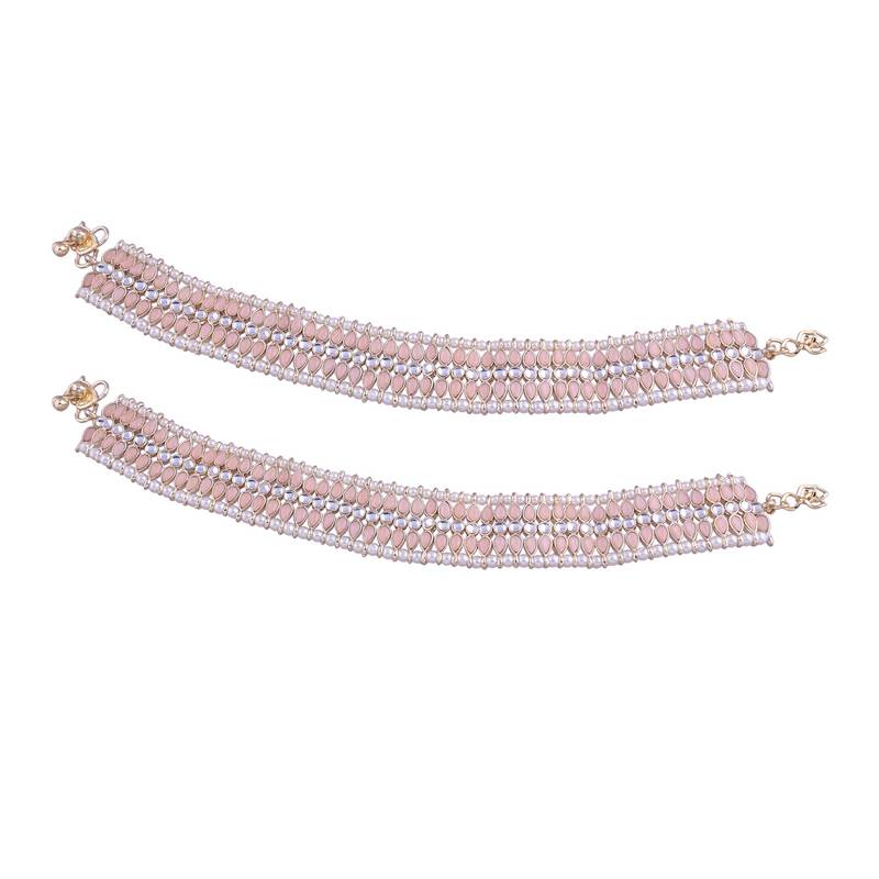 Traditional Alloy Kundan Pearl Payal Anklet for Women 