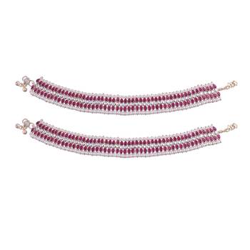 Traditional Alloy Kundan Pearl Payal Anklet for Women  2