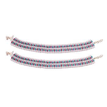 Traditional Alloy Kundan Pearl Payal Anklet for Women  2