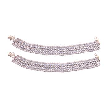 Traditional Alloy Kundan Pearl Payal Anklet for Women  2