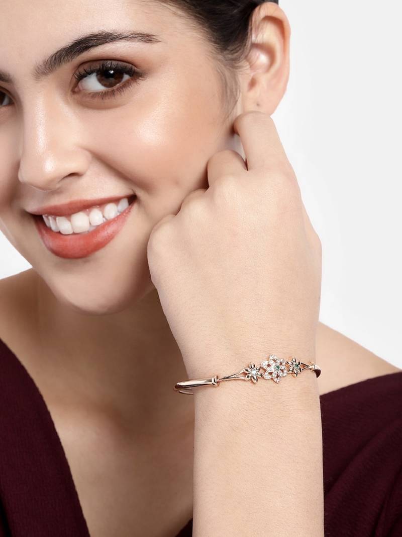 Rose Cubic Zirconia Bracelet Jewellery for Women & Girls 