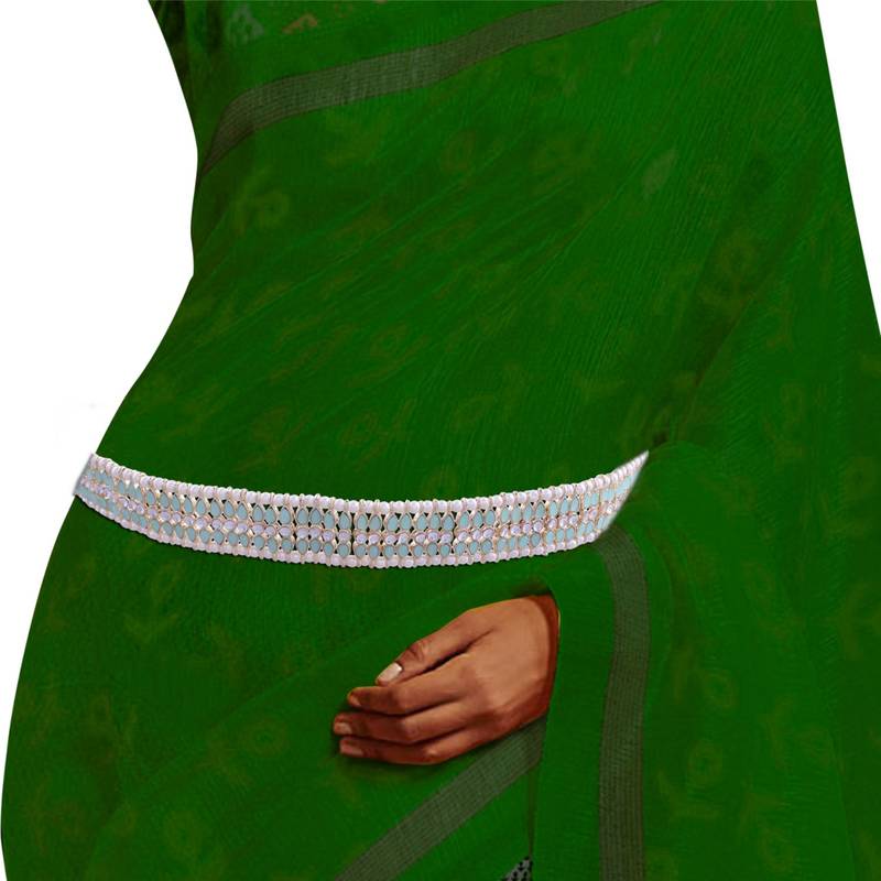 Traditional Kundan & Pearl Studded Adjustable Kamarband/Belly Chain For Women/Girls 