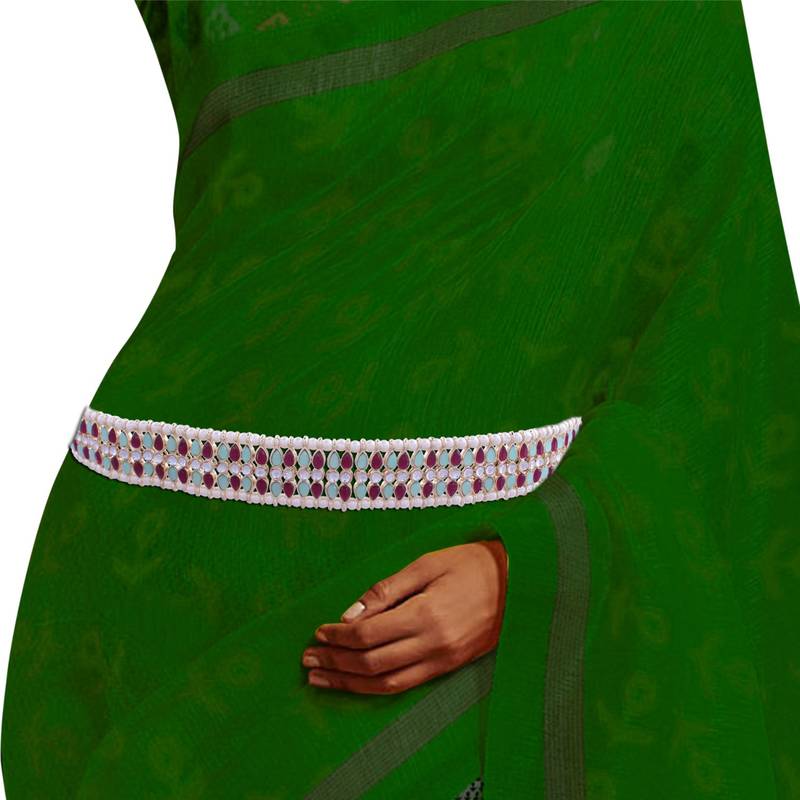 Traditional Kundan & Pearl Studded Adjustable Kamarband/Belly Chain For Women/Girls 