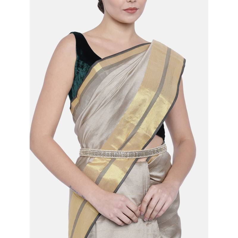 Traditional Kundan & Pearl Studded Adjustable Kamarband/Belly Chain For Women/Girls 