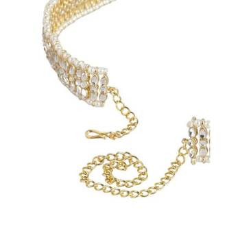 Traditional Kundan & Pearl Studded Adjustable Kamarband/Belly Chain For Women/Girls  4