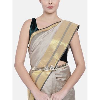 Traditional Kundan & Pearl Studded Adjustable Kamarband/Belly Chain For Women/Girls  1