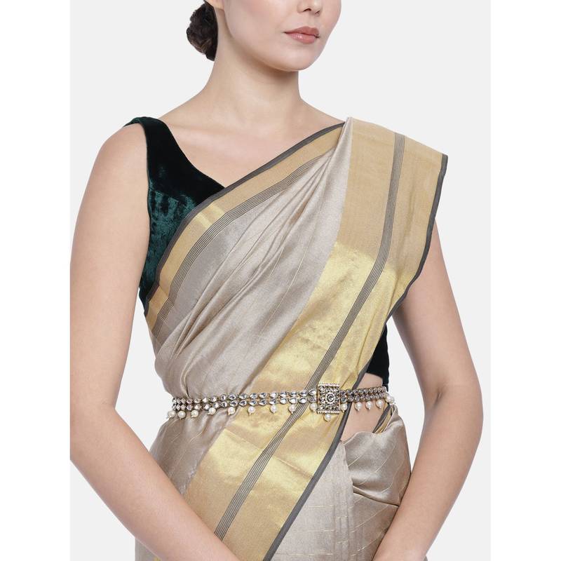 Traditional Kundan & Pearl Studded Adjustable Kamarband/Belly Chain For Women/Girls 