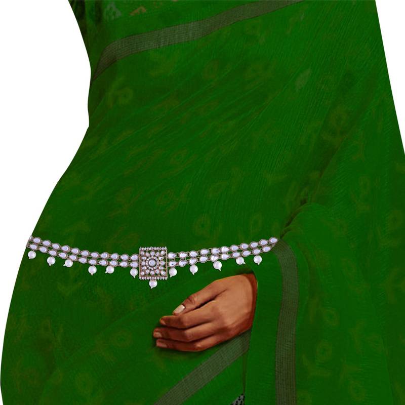 Traditional Kundan & Pearl Studded Adjustable Kamarband/Belly Chain For Women/Girls 
