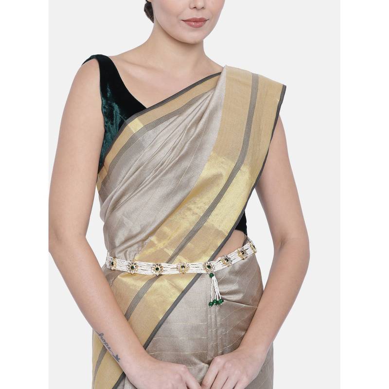 Traditional Kundan & Pearl Studded Adjustable Kamarband/Belly Chain For Women/Girls 