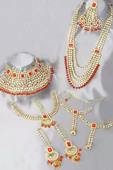 Red Indian Kundan Jewellery Set for Women