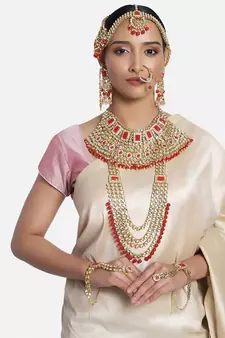 Red Indian Kundan Jewellery Set for Women