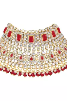 Red Indian Kundan Jewellery Set for Women