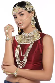 Traditional Ethnic Indian White Kundan Dulhan Bridal Jewellery Set for Women