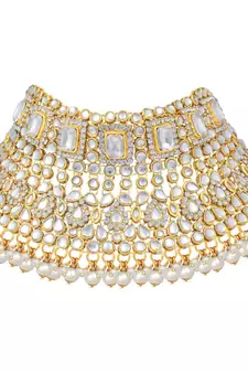 Traditional Ethnic Indian White Kundan Dulhan Bridal Jewellery Set for Women
