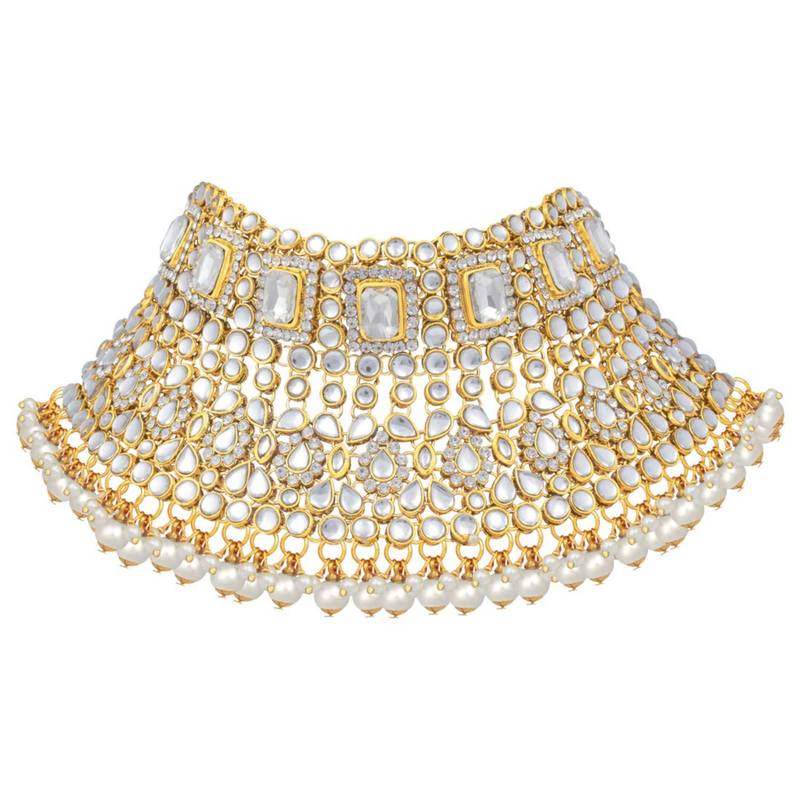 Traditional Ethnic Indian White Kundan Dulhan Bridal Jewellery Set for Women