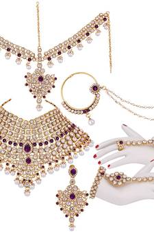 Traditional Kundan Ethnic Bridal Jewellery Set for Women (BLP021Pu)