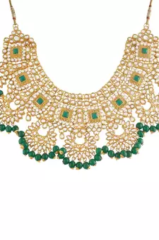Traditional Handcrafted Faux Kundan & Emerald Stone Studded Bridal Jewellery Set For Women 