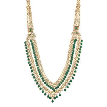 Traditional Handcrafted Faux Kundan & Emerald Stone Studded Bridal Jewellery Set For Women  3