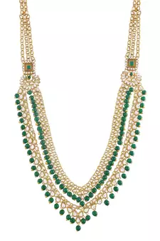 Traditional Handcrafted Faux Kundan & Emerald Stone Studded Bridal Jewellery Set For Women 