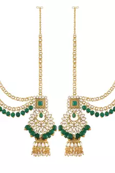 Traditional Handcrafted Faux Kundan & Emerald Stone Studded Bridal Jewellery Set For Women 